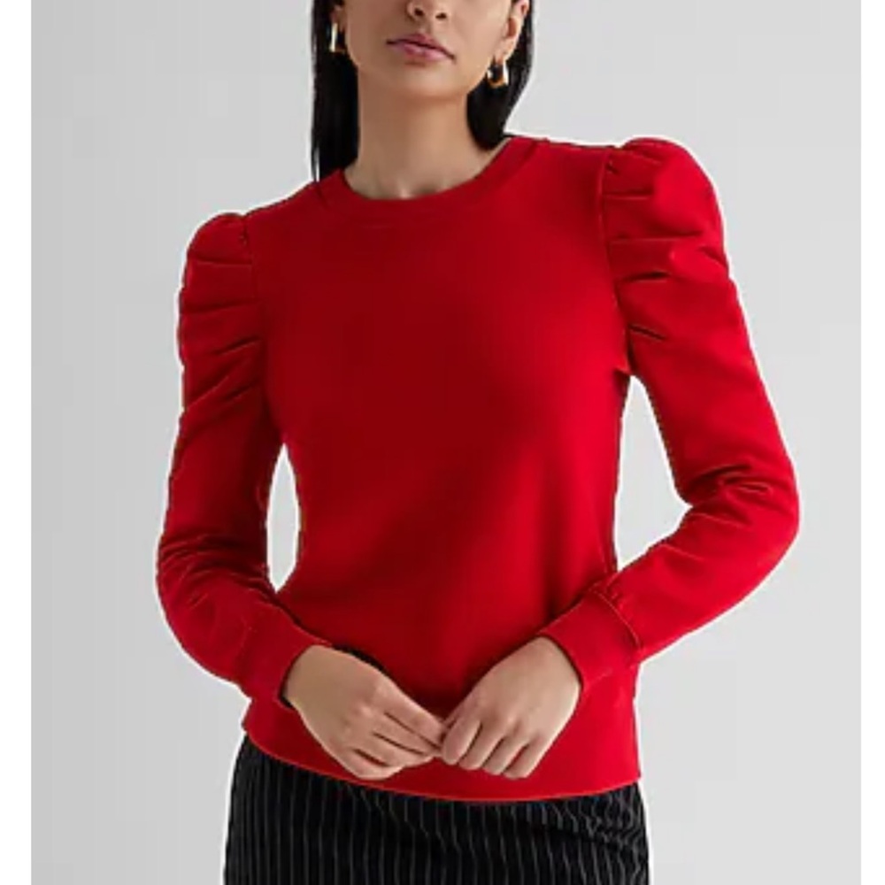 Express Red Puff Sleeve Top - Picture 2 of 7